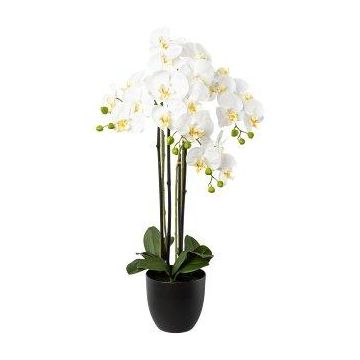 Orquídea Phalaenopsis artificial UKERNA en maceta de resina, blanca, 85 cm