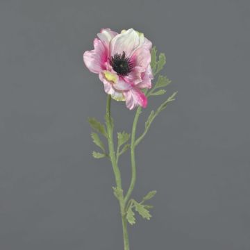 Anémona artificial OKAPI, rosa y blanco, 55 cm, Ø 10 cm