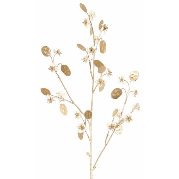 Rama de Lunaria artificial de satén PINDUS con flores, blanco-dorado, 85 cm Rama de Lunaria artificial de satén PINDUS con flores, blanco-dorado, 85 cm