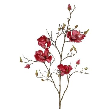 Rama de magnolia artificial de terciopelo JACKA, rosa oscuro, 105 cm