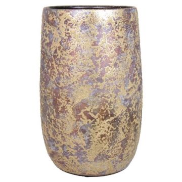 Jarrón de cerámica de estilo retro MAGO, con aspecto lavado, dorado, 30cm, Ø19cm