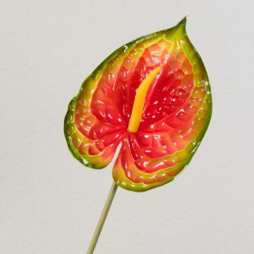Anthurium artificial JASMINA, verde-rojo, 75cm, 14x18cm