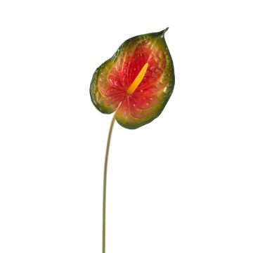 Anthurium artificial JASMINA, verde-rojo, 75cm, 14x18cm