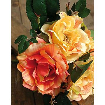 Ramo de rosas silvestres artificiales SHANAJA, amarillo-naranja, 25cm, Ø20cm
