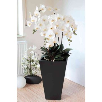 Orquídea Phalaenopsis artificial WILHELMINA, maceta de madera, blanco, 150cm