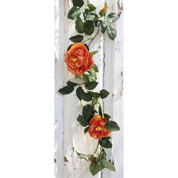 Guirnalda decorativa de rosas repollo CRISTIANA, naranja, 180cm, Ø6-9cm
