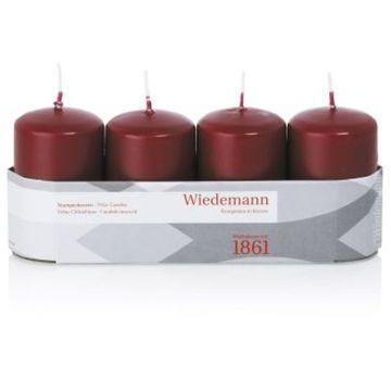 Corona de Adviento con velas JENARO, 4 unidades, burdeos, 8 cm, Ø 5 cm, 18 h - Fabricado en Alemania