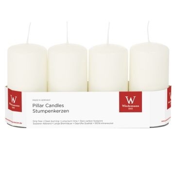 Corona de Adviento con velas JENARO, 4 unidades, marfil, 10 cm, Ø 5 cm, 23 h - Fabricado en Alemania