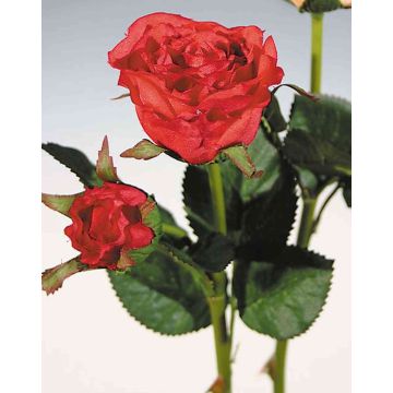 Rosa artificial QUEENIE, rojo, 30cm, Ø3-5cm