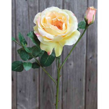 Rosa artificial KAMILA, amarillo, 40cm, Ø13cm