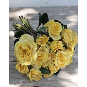Ramo artificial de rosas GENTIANA, amarillo, 30cm, Ø20cm