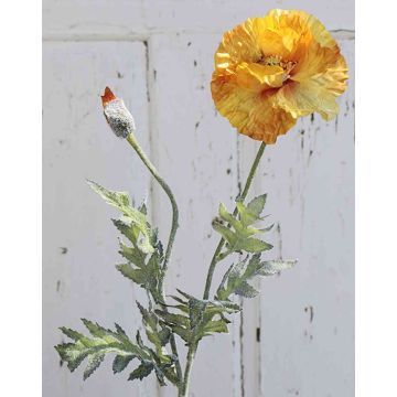 Flor textil de amapola LEIA, amarillo-naranja, 75cm