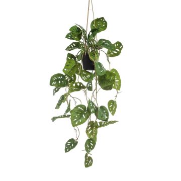 Filodendro Monstera adansonii artificial, maceta colgante VANIELLE, maceta decorativa, 80 cm