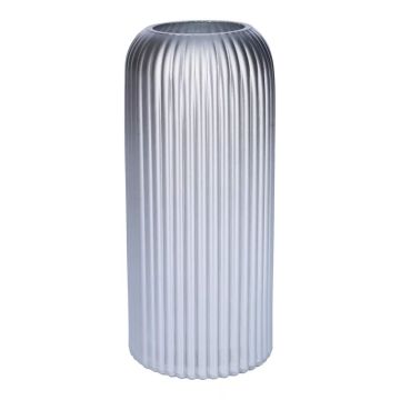Jarrón de cristal ALBURGIS con estrías, plateado metalizado, 20 cm, Ø 8,7 cm