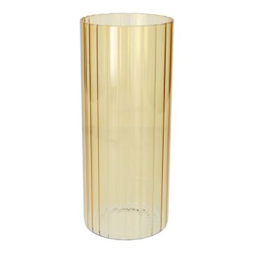 Jarrón decorativo BLANDINA, vidrio, estriado, amarillo transparente, 24 cm, Ø 10 cm