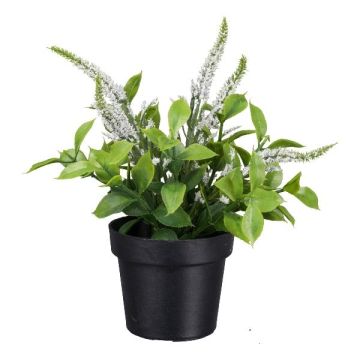 Flor artificial verónica GRINTOL en maceta decorativa, blanca, 18 cm