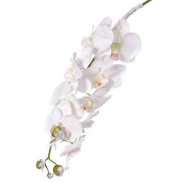 Orquídea Phalaenopsis artificial NALANI, nevado blanco, 80cm, Ø8-10cm
