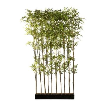 Árbol artificial bambú paraguas separador de ambientes PUNEH en caja de madera, puerta cruzada, troncos naturales, 140 x 50 x 200 cm