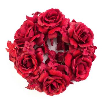 Aro para velas artificial INGA, rosa, hortensia, rojo, Ø15cm