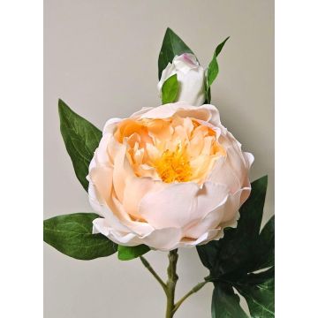 Peonía artificial FYRFAR, semiabierta, crema-albaricoque, 60 cm
