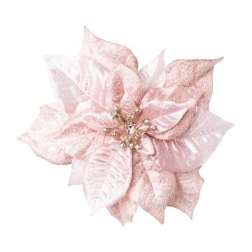 Poinsettia de terciopelo SINFE, rosa, Ø 18 cm