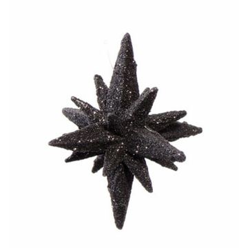 Flor de Navidad artificial BANDY, 3D con brillo, negro, Ø7,5cm