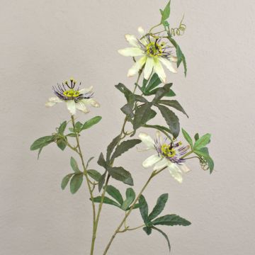Flor decorativa pasiflora JULANDA, blanca-lila, 100 cm, Ø 9-11 cm