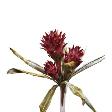 Bromelia Guzmania artificial de terciopelo WALFRIEDE en varilla, rojo burdeos, 50 cm
