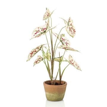 Planta artificial Syngonium YOMREL en maceta de terracota, crema-rojo, 60 cm