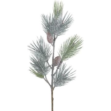 Rama artificial de pino SNOLER con purpurina, piñas, congelada, verde, 100 cm Rama artificial de pino SNOLER con purpurina, piñas, congelada, verde, 100 cm