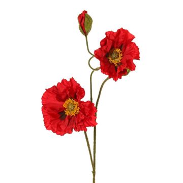 Rama de amapola artificial PEJA, roja, 90 cm, Ø 11-13 cm