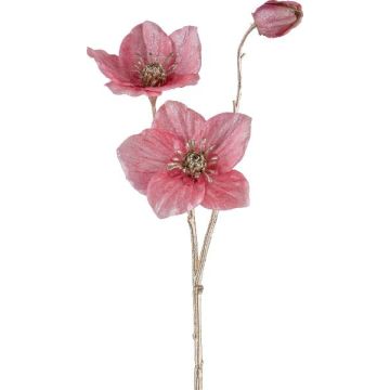 Rama artificial de rosa de Navidad GRIMFAL, rosa, 55 cm