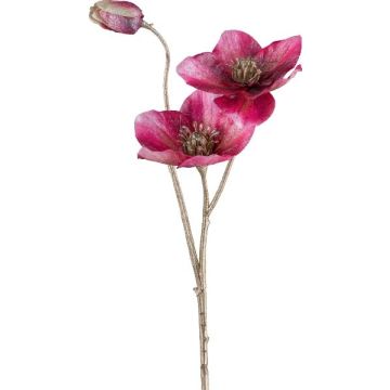 Rama artificial de rosa de Navidad GRIMFAL, magenta, 55 cm