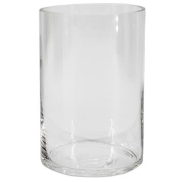 Jarrón cilíndrico de vidrio SANSA OCEAN, reciclado, transparente, 15 cm, Ø 10 cm