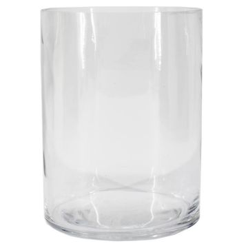 Jarrón cilíndrico de vidrio SANSA OCEAN, reciclado, transparente, 20 cm, Ø 15 cm