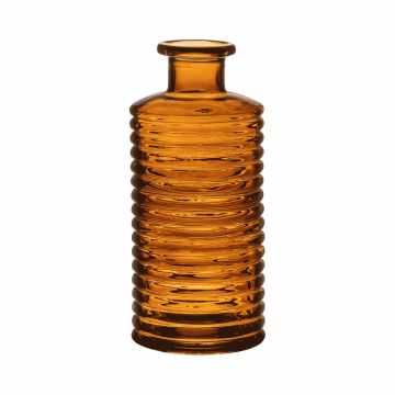 Jarrón de vidrio STUART con estrías, botella, naranja-marrón-transparente, 21,5 cm, Ø 9,5 cm