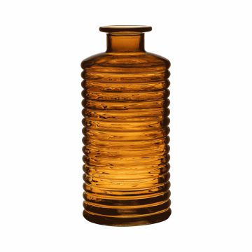 Jarrón de vidrio STUART con estrías, botella, naranja-marrón-transparente, 31 cm, Ø 14,5 cm