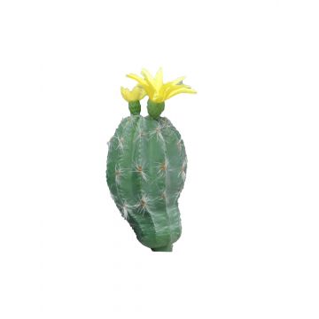Cactus columnar artificial FENFANG con flores, varilla de ajuste, amarillo, 16cm