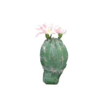Cactus columnar artificial FENFANG con flores, varilla de ajuste, rosa, 16cm