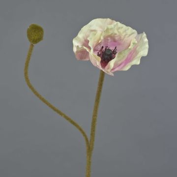 Amapola artificial YILAN, rosa-blanco, 60cm