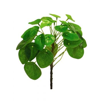 Planta china del dinero artificial JINKAI, varilla de ajuste, verde, 23cm