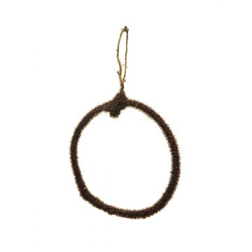 Anillo metálico decorativo HELIJIA para colgar, flocado, marrón, Ø15cm