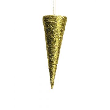 Decoración navideña colgante bolsa de cono SHUFAN, glitter, oro, 20cm