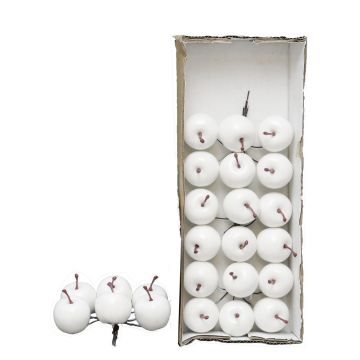 Manzanas artificiales YANWEN, 24 piezas, blanco brillante, Ø3,5cm