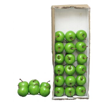 Manzanas artificiales YANWEN, 24 piezas, verde claro brillante, Ø3,5cm
