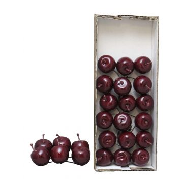 Manzanas artificiales YANWEN, 24 piezas, burdeos brillante, Ø3,5cm