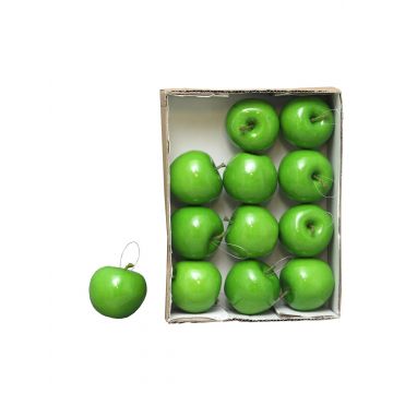 Manzanas artificiales WENHENG, 12 piezas, verde claro-brillante, Ø6,5cm