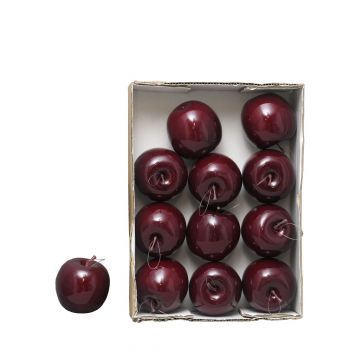 Manzanas artificiales WENHENG, 12 piezas, burdeos-brillante, Ø8cm