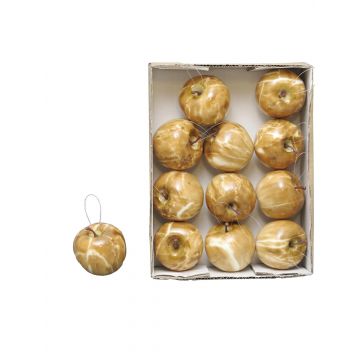 Manzanas artificiales RUOMAN, 12 piezas, marrón-blanco, Ø6,5cm
