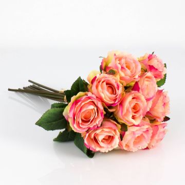Ramo de rosas de plástico MOLLY, rosa-amarillo, 35cm, Ø20cm